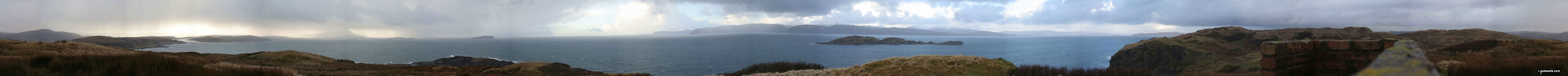 360 view of The Firth of Lorn and The Island of Mull taken from the old coastguard hut just above Easdale on the Island of Seil