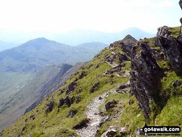 Walk gw126 Snowdon via The Llanberis Path - View back down the South Ridge to Yr Aran from the summit of Snowdon (Yr Wyddfa)