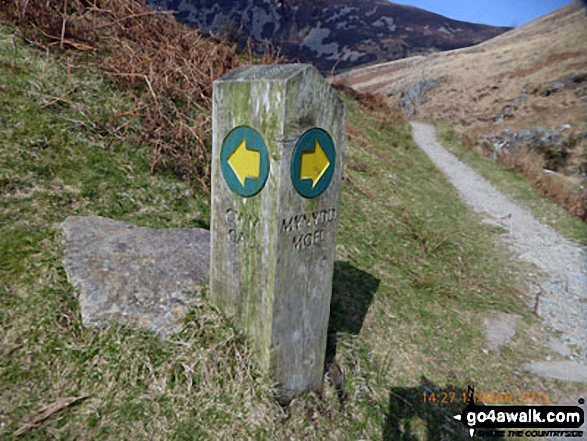 Marker post on the Minffordd Path