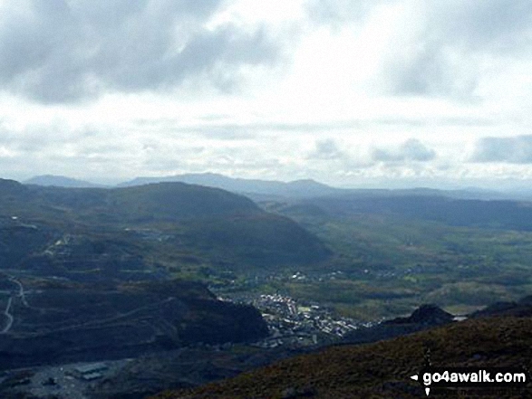 Walk cw115 Allt-fawr, Moel Druman and Ysgafell Wen from Crimea Pass (Bwlch y Gorddinan) - Garreg Flaenllym and Blaenau Ffestiniog from Allt-fawr (Moelwyns)