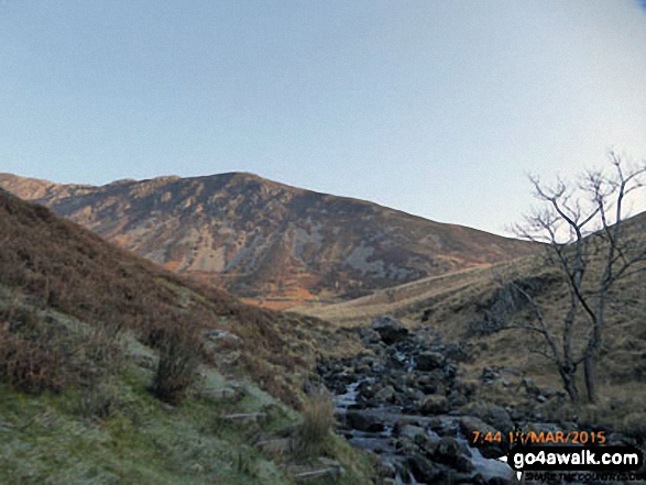 Mynydd Moel from the clapper bridge over Nant Cadair