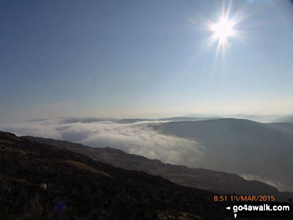 Walk gw137 Cadair Idris (Penygadair), Mynydd Moel, Craig Cwm Amarch and Cyfrwy via The Fox's Path - Cloud inversion seen from near the summit of Mynydd Moel