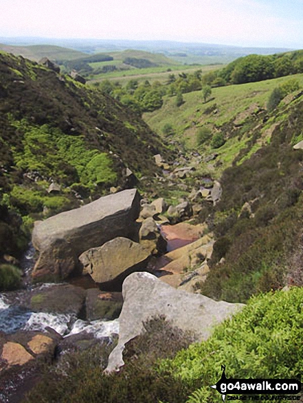 Walk ny167 Ryelstone Fell, Sharp Haw and Rough Crag from Embsay - Waterfall Gill Beck from the top of the waterfall