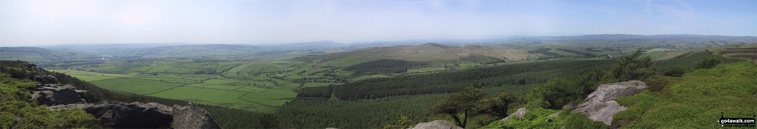 Walk ny167 Ryelstone Fell, Sharp Haw and Rough Crag from Embsay - *The panoramic view south from Crookrise Crag Top featuring Rough Haw, Sharp Haw and Skipton