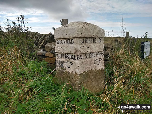 Walk sy101 Onesmoor (Kirk Edge) from Low Bradfield - Old sign post on the crossroads near the summit of Onesmoor (Kirk Edge)