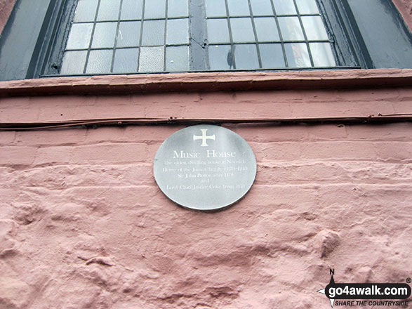 Walk nf101 Pulls Ferry and The River Wensum from Norwich - Plaque on Wensum Lodge in King Street, Norwich