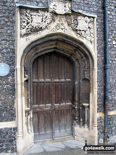 Walk nf101 Pulls Ferry and The River Wensum from Norwich - Ornate Door, The Guildhall, Norwich