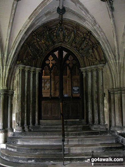 Walk nf101 Pulls Ferry and The River Wensum from Norwich - The entrance to Norwich Cathedral from the Cloisters