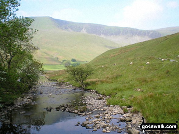 The River Rawthey with Calders beyond from the Cross Keys footbridge