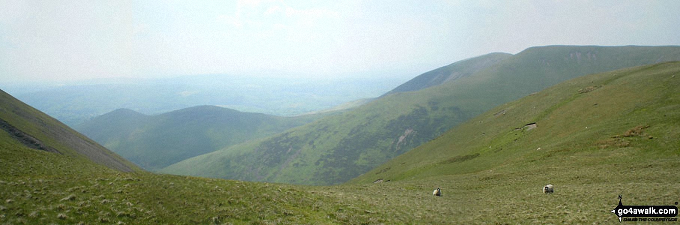 Walk c180 The Howgills from Low Carlingill Bridge - Linghaw behind Fell Head (Howgills) from near The Calf