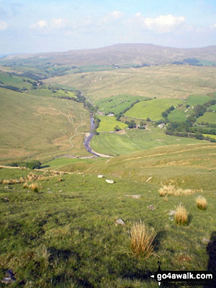 Walk c180 The Howgills from Low Carlingill Bridge - The River Rawthey and Cross Keys from the lower slopes of Great Dummacks