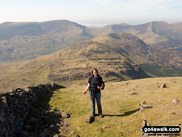 Look! Its me ;-) on Moel Hebog last April with Craig Cwm Silyn (left), Mynydd Tal-y-mignedd (centre right), Trum y Ddysgl (right) on the horizon and Moel Lefn and Moel yr Ogof in the mid-distance