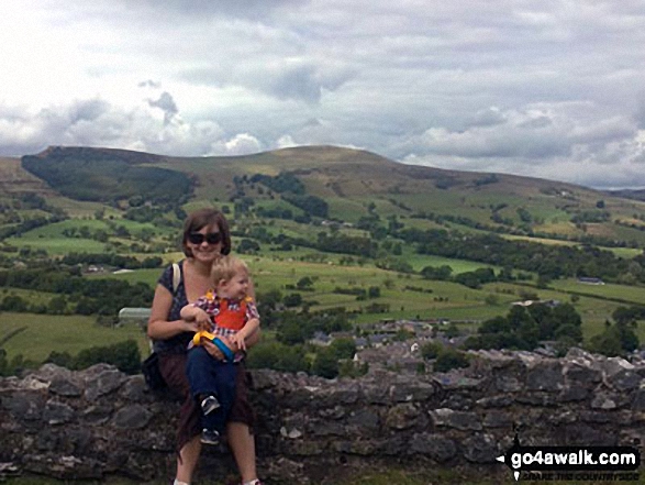 Me and my son in Castleton with Back Tor (Hollins Cross) (left) and Lose Hill (Ward's Piece) (right) in the background