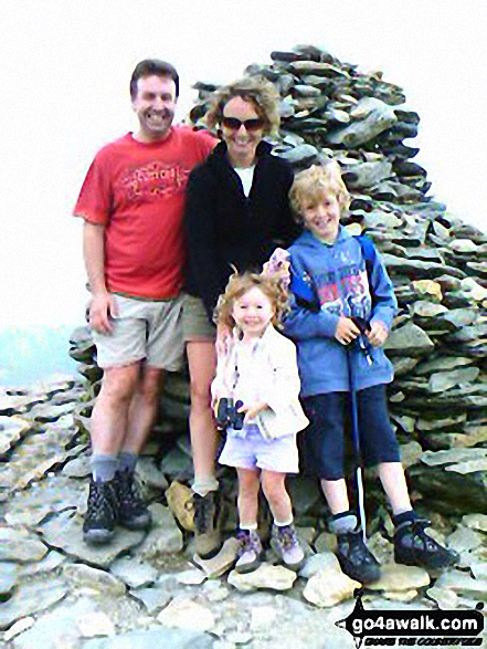 4/5 of the Kerr Family on The Old Man Of Coniston in The Lake District Cumbria England