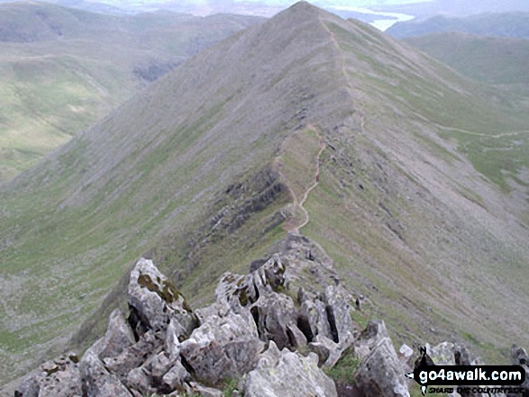 Walk c427 Helvellyn via Striding Edge from Patterdale - Swirral Edge and Catstye Cam from Helvellyn