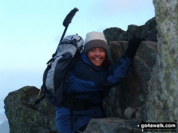 My wife Joy Woodside on Striding Edge in The Lake District Cumbria England