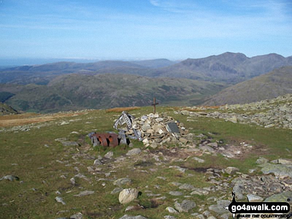 Walk c303 Swirl How and Wetherlam from Little Langdale - Plane Wreck Memorial on the summit of Great Carrs