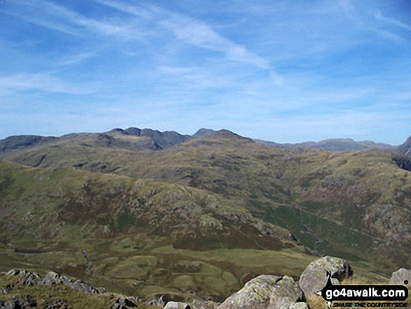 Walk c303 Swirl How and Wetherlam from Little Langdale - The Langdale Pikes from the summit of Wetherlam