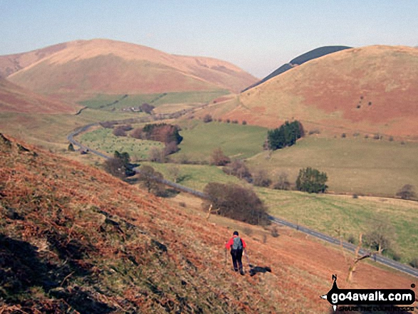 Comb Hill (Langhope Height), The Mosspaul Hotel, Glenrief Rig and Crude Hill (foreground) from the lower slopes of Upper Hill (Fiddleton Cottage)