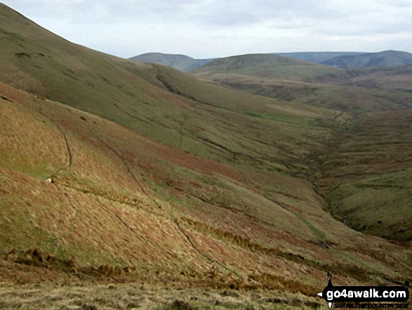 Walk bo107 Lightning Hill, Wether Law (Teviothead) and Tudhope Hill from Linhope Farm - Lightning Hill and Linhope Burn from Sunhope Hass