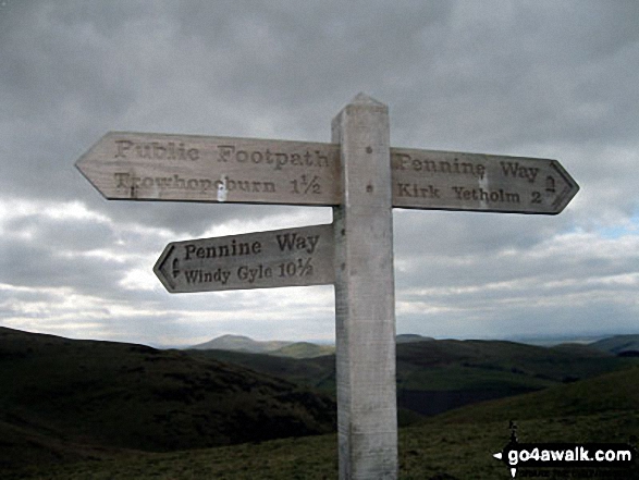 Walk n110 The St Cuthbert's Way and Eccles Cairn from Hethpool - The Pennine Way on the English/Scottish Border near Eccles Cairn