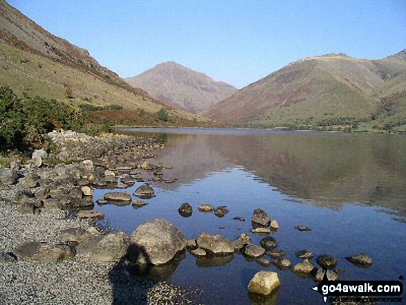 Walk c423 The Wast Water Round from Wasdale Head, Wast Water - Wast Water with Great Gable beyond