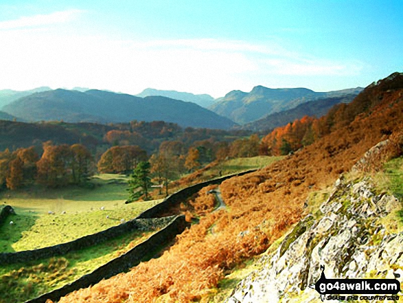 The Langdale Pikes from the lower slopes of Loughrigg Fell