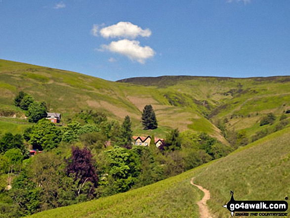 Walk d108 Edale Moor (Kinder Scout) and Crookstone Knoll (Kinder Scout) from Edale - Lady Booth Brook and Edale Youth Hostel