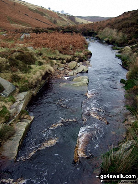 Walk sy102 Pike Lowe from Langsett Reservoir - The Porter or Little Don River in Hordron Clough