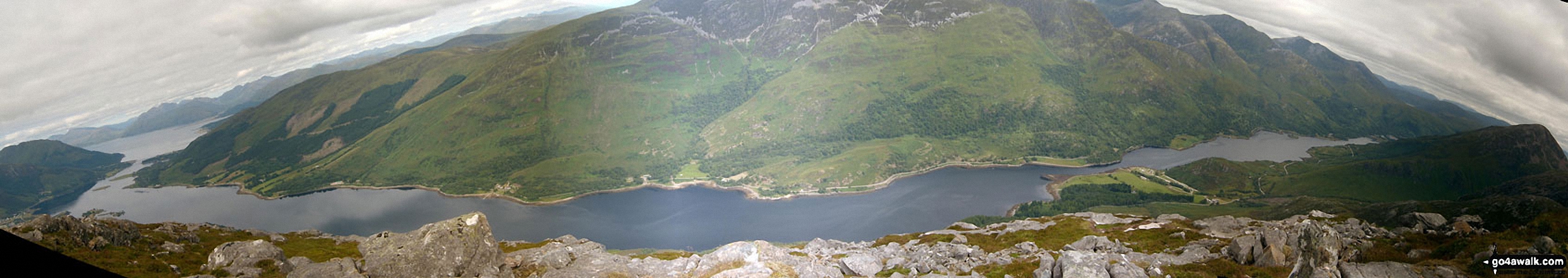 *Loch Linhhe (left), Loch Leven, Mam na Gualainn and Kinlochleven (far right) from the summit of Sgorr na Ciche (Pap of Glen Coe)