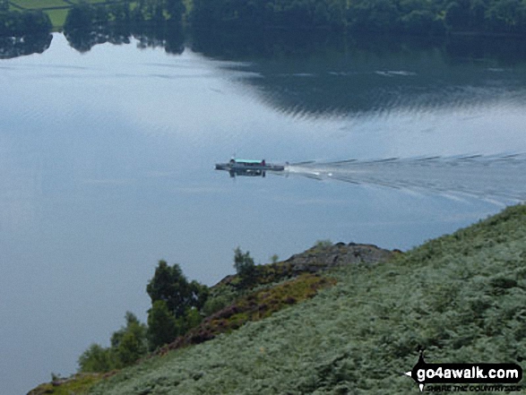 Walk c352 Gowbarrow Fell (Airy Crag) from Aira Force - Ullswater Steamer from Yew Crag (Gowbarrow Fell)