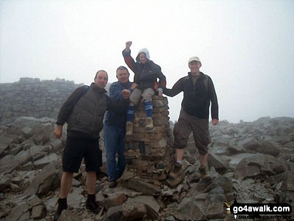 Walk c454 Scafell Pike via The Corridor Route from Seathwaite (Borrowdale) - On the summit of Scafell Pike