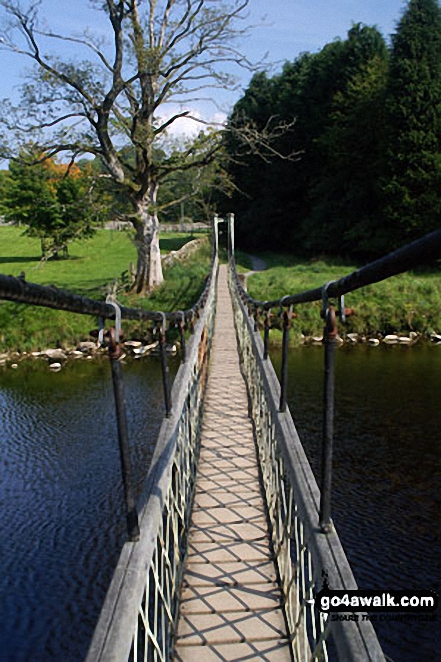 Walk ny273 Cockbur Ford, Hebden and The River Wharfe from Grassington - Suspension footbridge over the River Wharf near Hebden