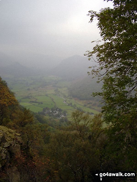 Borrowdale featuring Rosthwaite and Stonethwaite from Hanging Haystack Crag