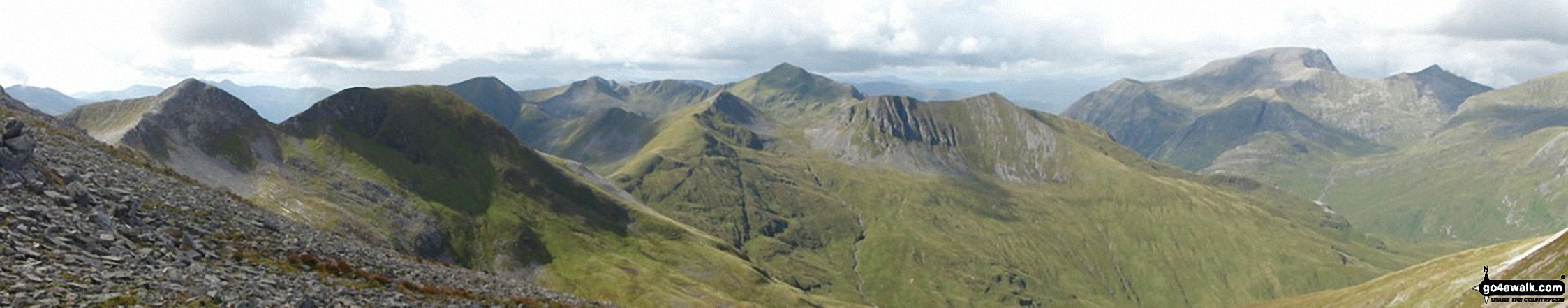 Na Gruagaichean, Na Gruagaichean (North West Top), The Ring of Steall, Stob Coire a' Chairn, Sgurr a' Mhaim, An Garbhanach (An Gearanach), Ben Nevis and Carn Mor Dear from Binnein Mor in the Eastern Mamores