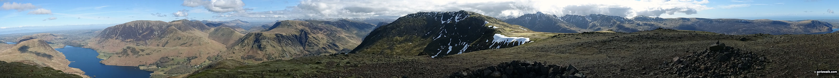 Walk c263 The High Stile Ridge from Buttermere - Fantastic panorama (not quite 360) from the summit of Red Pike (Buttermere)