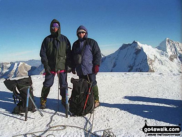 My wife, Elisabeth, and I on Mount Pisco in Cordillera Blanca  Peru