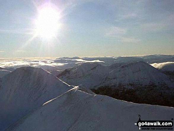 A' Cheir Ghorm and Arkle (Sutherland) from Foinaven (Ganu Mor) in the snow