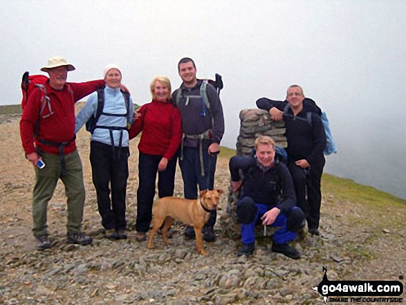 Walk c427 Helvellyn via Striding Edge from Patterdale - At the summit of Helvellyn during a recent family get together