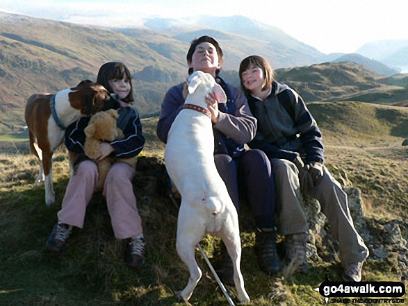 Beth, Grace and Geraldine (and the dogs) on High Rigg, St. John's In The Vale in The Lake District Cumbria England