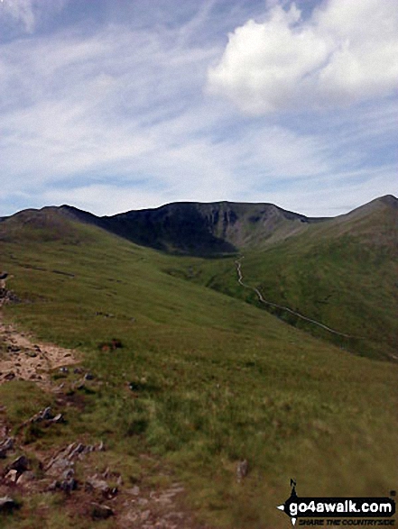 Striding Edge (left), Helvellyn and Catstye Cam from the Birkhouse Moor