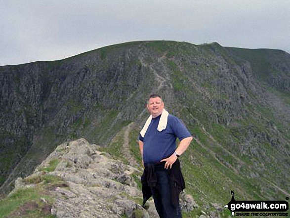 Walk c427 Helvellyn via Striding Edge from Patterdale - My husband just before tackling Sstriding Edge on Helvellyn