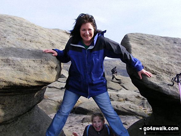 Walk d201 Seal Stones (Kinder Scout) and Seal Edge from Birchin Clough - My wife and daughter on Kinder Scout