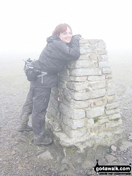 Walk ny333 The Yorkshire Three Peaks Challenge as a 3 day walk - Day 3 from Horton in Ribblesdale - Ingleborough summit during the Yorkshire Three Peaks of Challenge Walk