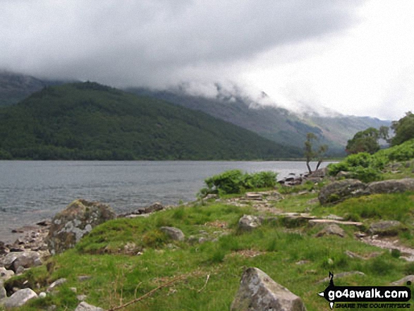 Starling Dodd and Red Pike in mist from Ennerdale Water