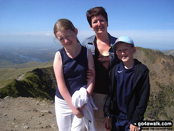 My wife, daughter and son on Snowdon in Snowdonia National Park Gwynedd Wales