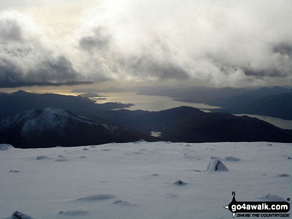 Walk h100 Ben Nevis via The Tourist Path from Achintee, Fort William - Loch Linnhe from the summit of Ben Nevis 