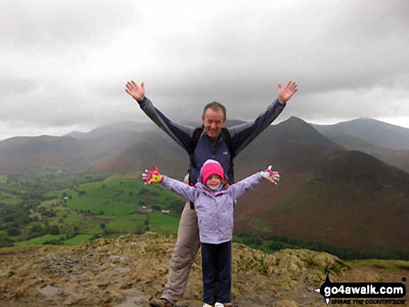 Walk c399 Cat Bells and Derwent Water from Keswick - My daughter on top of Cat Bells (Catbells) with her daddy!