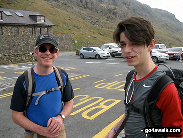 Andy and Roman at Pen-y-Pass before our expedition up Mount Snowdon