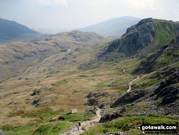 Looking back to Pen-y-Pass from the PYG Track up Mount Snowdon